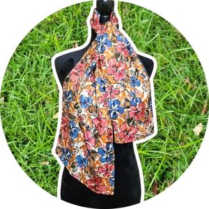 Floral Silk Scarf - Pink, Blue, and Orange